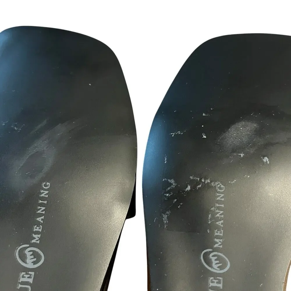 True Meaning Flip Flops Women Size 10 Floral New Black Gray Retro Chic Vibes